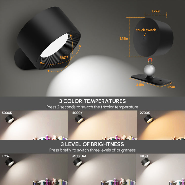 Rechargeable LED under closet light with magnetic base and touch control, 3 color modes