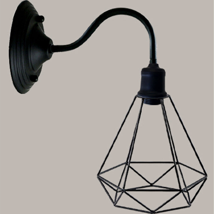 Black Industrial Wall Light with Vintage Metal Lampshade