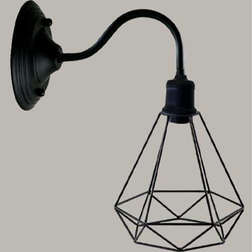 Black Industrial Wall Light with Vintage Metal Lampshade
