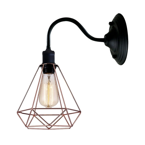 Black Industrial Wall Light with Vintage Metal Lampshade