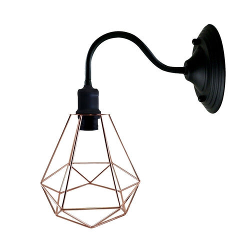 Black Industrial Wall Light with Vintage Metal Lampshade