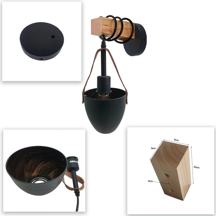 Vintage Wall Lamp with Wood and Metal Sconce Design