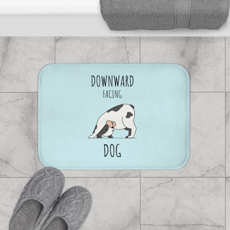 Yoga Bath Mat with Anti-Slip Backing and Downward Dog Design in 24x17 Microfiber