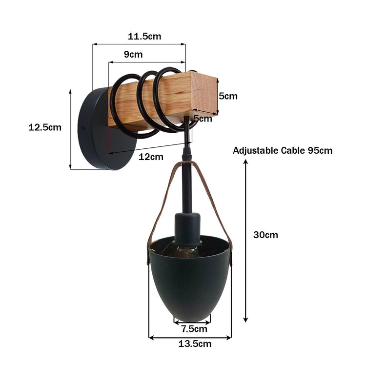 Vintage Wall Lamp with Wood and Metal Sconce Design