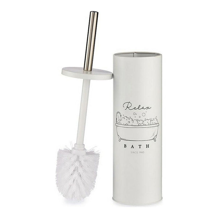 Modern black and white toilet brush with steel and plastic design – compact and stylish bathroom accessory
