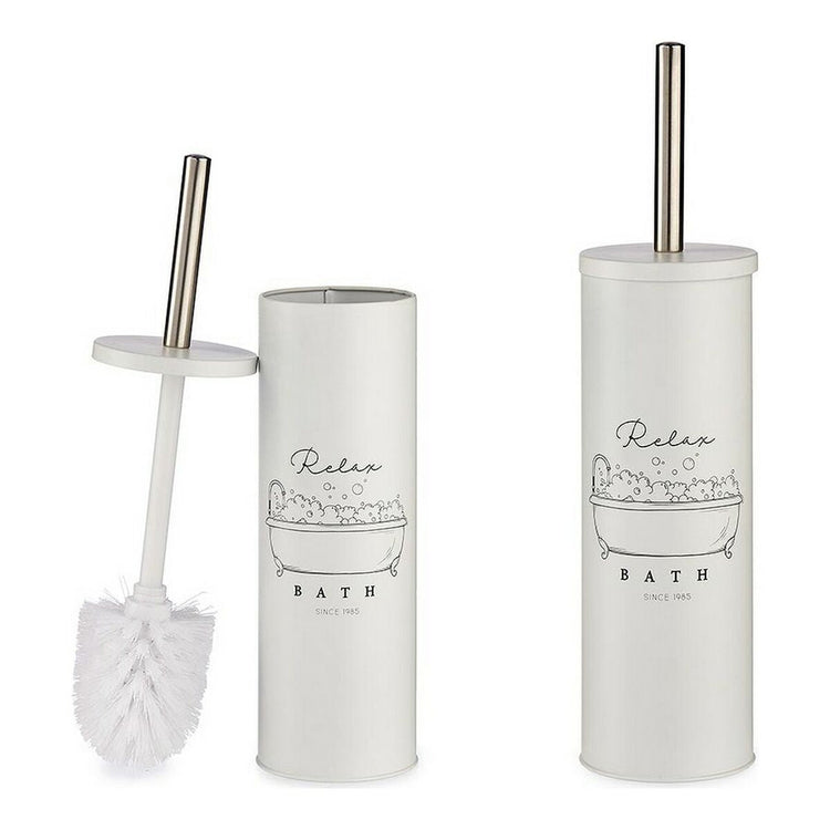 Modern black and white toilet brush with steel and plastic design – compact and stylish bathroom accessory