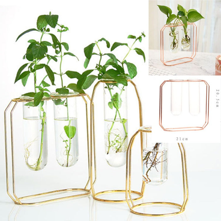 Nordic style flower vase made of iron and glass with a modern minimalist design