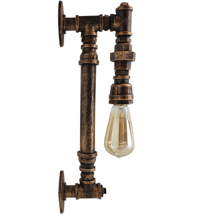 Brushed copper industrial wall lamp with steel pipe retro design, E27 light fixture for home or commercial decor