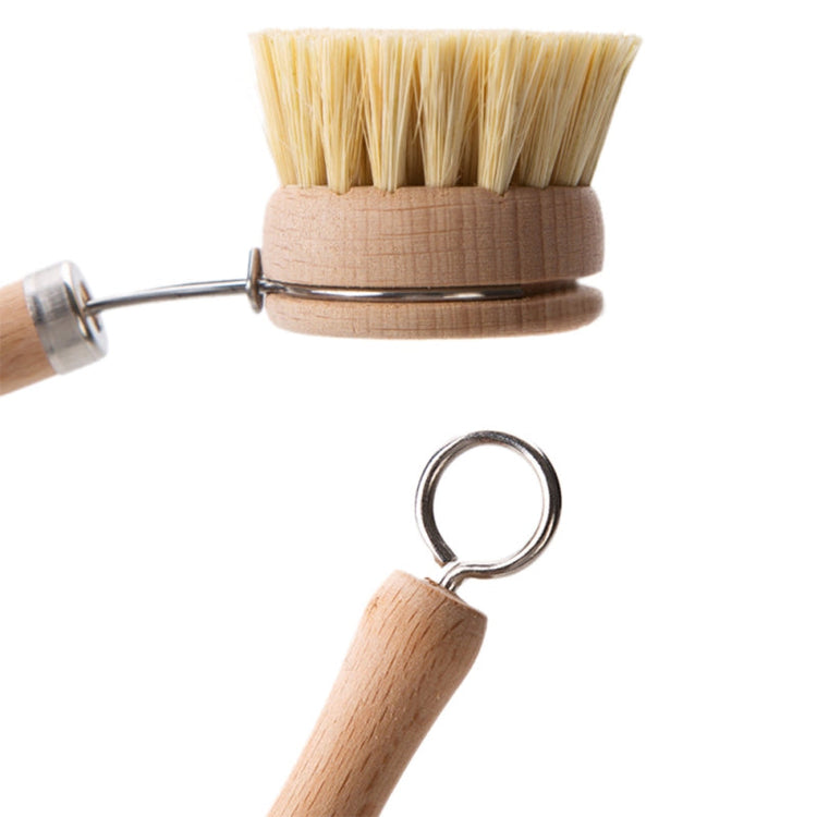 Eco-friendly kitchen brush with wooden handle and natural bristles – sustainable dish scrubber for zero-waste cleaning