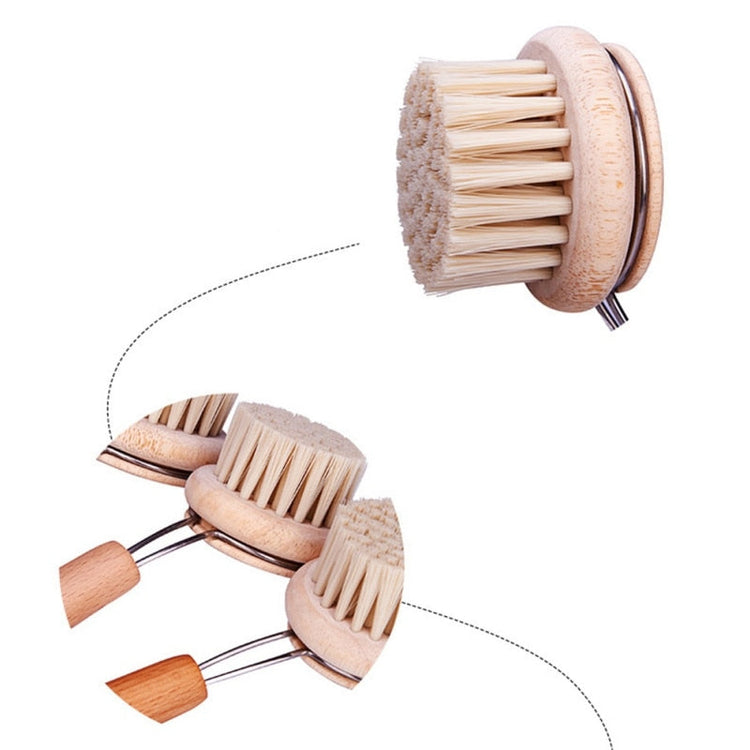 Eco-friendly kitchen brush with wooden handle and natural bristles – sustainable dish scrubber for zero-waste cleaning