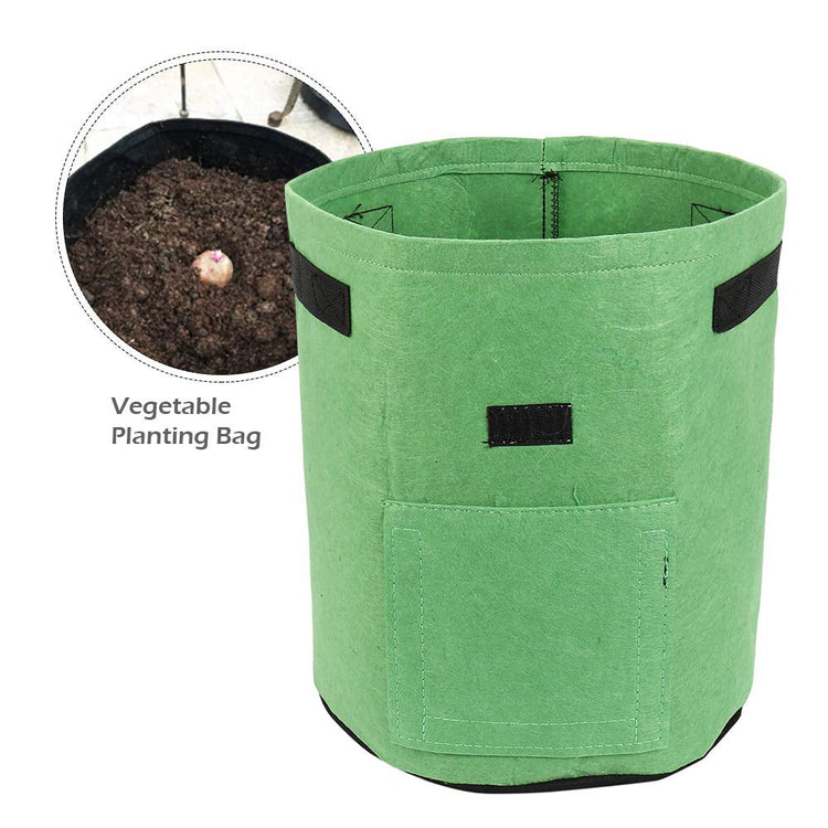 7-gallon potato grow bag with harvest window and side handles, made from breathable non-woven fabric