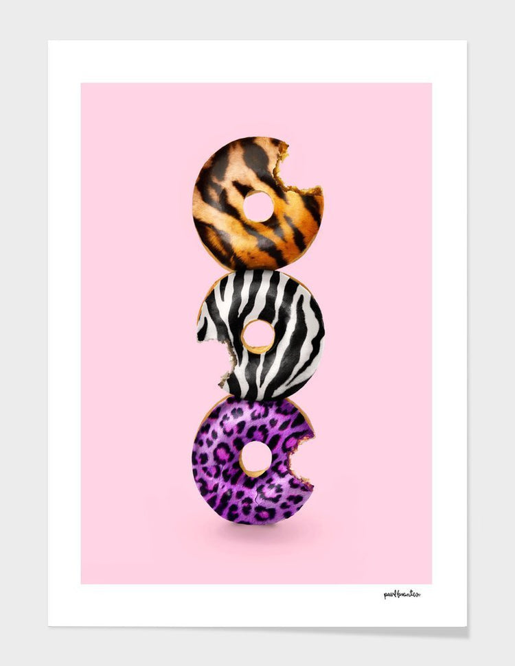 Donut wall art in colorful wild style, framed in solid wood with acrylic cover – perfect for kitchens and modern décor spaces