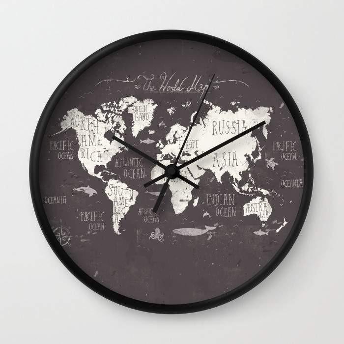 World Map Wall Clock – Travel-themed wall timepiece for modern decor