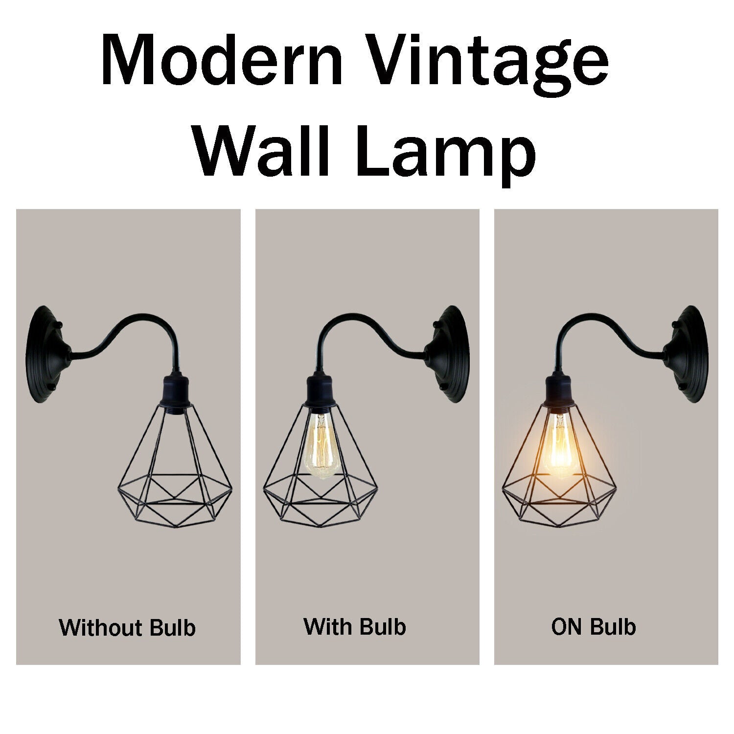 Black Industrial Wall Light with Vintage Metal Lampshade