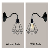 Black Industrial Wall Light with Vintage Metal Lampshade