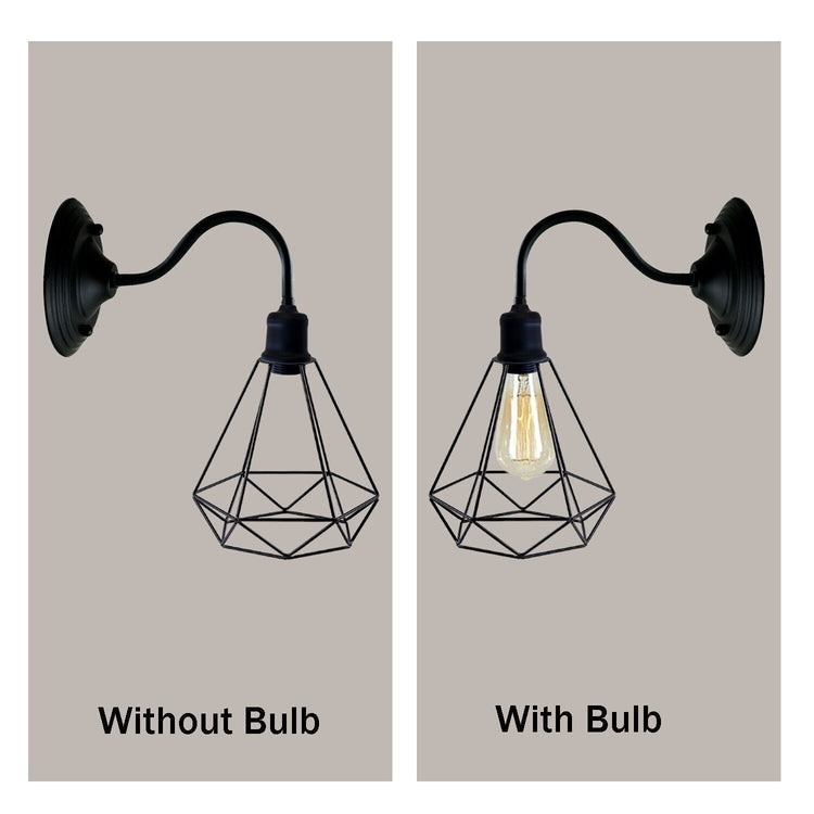 Black Industrial Wall Light with Vintage Metal Lampshade