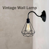 Black Industrial Wall Light with Vintage Metal Lampshade