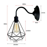Black Industrial Wall Light with Vintage Metal Lampshade