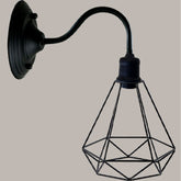 Black Industrial Wall Light with Vintage Metal Lampshade