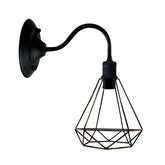 Black Industrial Wall Light with Vintage Metal Lampshade
