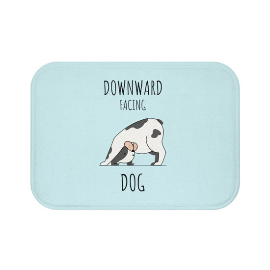 Yoga Bath Mat with Anti-Slip Backing and Downward Dog Design in 24x17 Microfiber