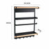 Wall-mounted magnetic refrigerator rack with hooks and kitchen storage shelves