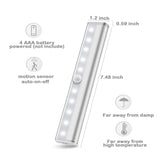 Stick-on motion sensor LED light bar with automatic detection, battery powered, 3 pack
