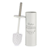 Modern black and white toilet brush with steel and plastic design – compact and stylish bathroom accessory