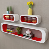 Set of 6 floating wall cube shelves in white matte finish mounted on wall for decorative storage