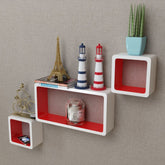 6-piece black and white wall cube shelves mounted in creative layout on white wall