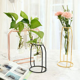 Nordic style flower vase made of iron and glass with a modern minimalist design