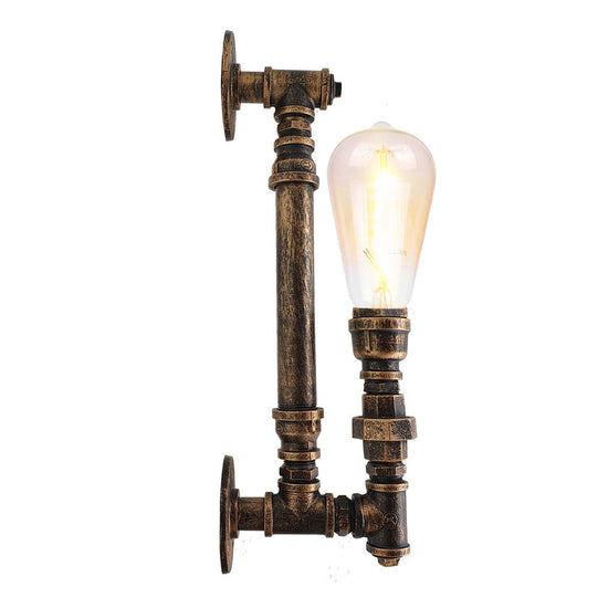 Brushed copper industrial wall lamp with steel pipe retro design, E27 light fixture for home or commercial decor
