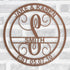 Custom metal monogram wall sign with circle vine design and personalized family name – indoor or outdoor decor