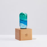 Prairie-style handmade resin LED table lamp with wooden base for home décor