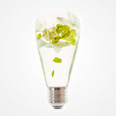 Handmade white hydrangea resin table lamp with wooden base and LED bulb