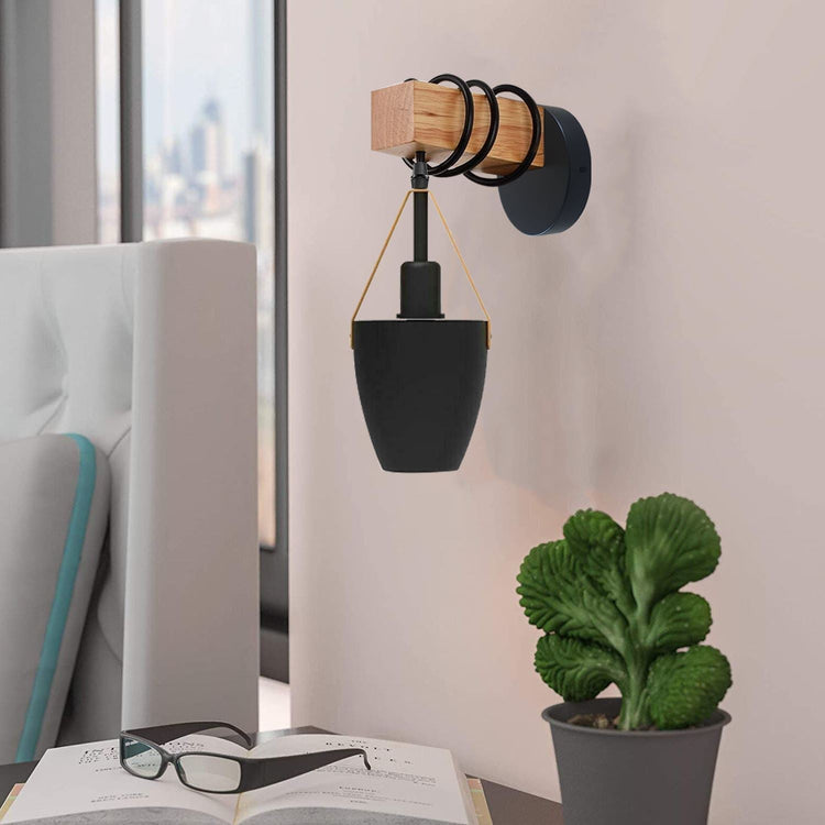Vintage Wall Lamp with Wood and Metal Sconce Design