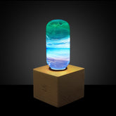 Prairie-style handmade resin LED table lamp with wooden base for home décor