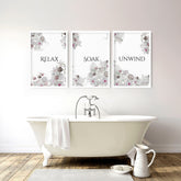 Rustic Country Bathroom Wall Decor Set of 3 Botanical Prints for Farmhouse Style