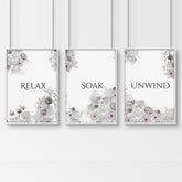Rustic Country Bathroom Wall Decor Set of 3 Botanical Prints for Farmhouse Style