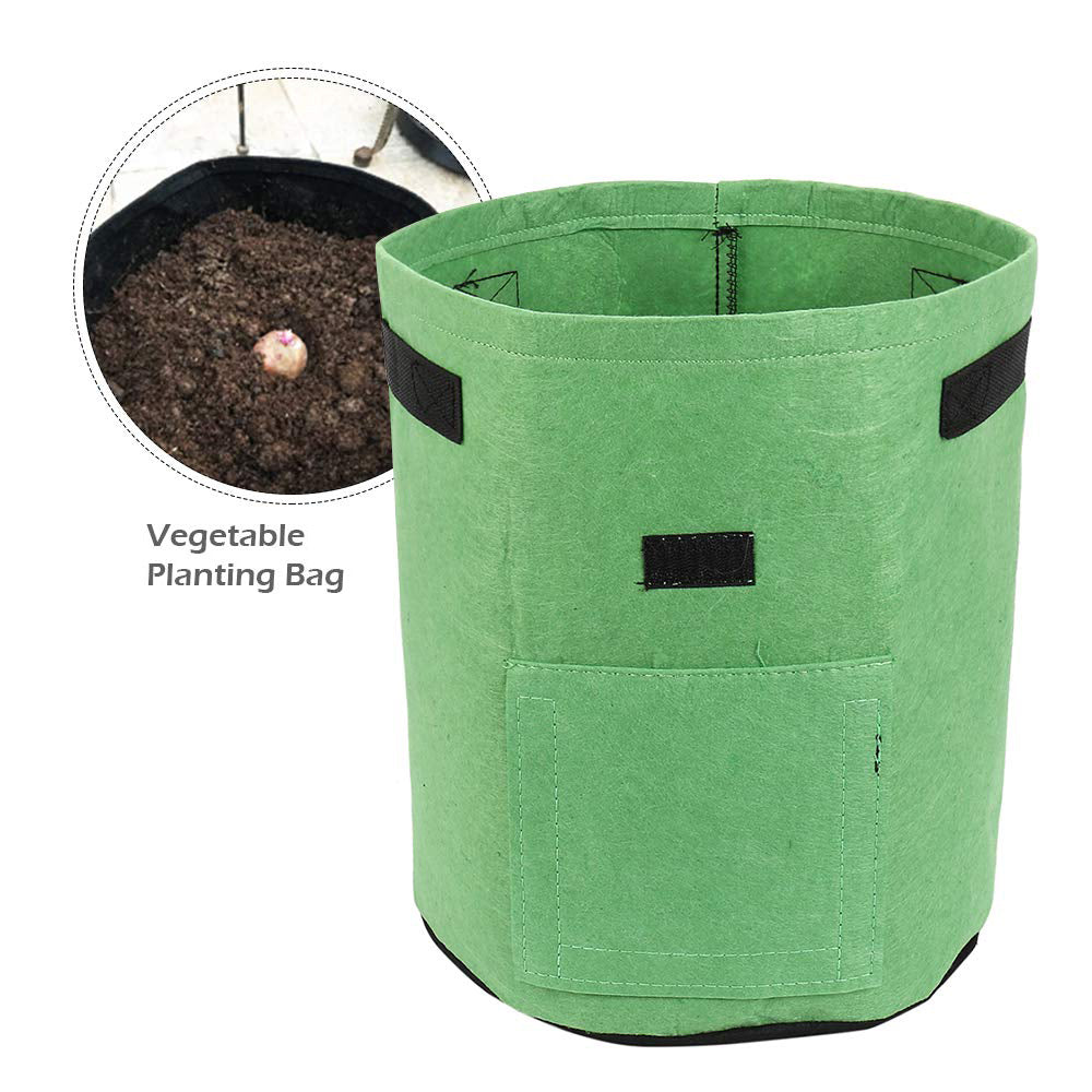 7-gallon potato grow bag with harvest window and side handles, made from breathable non-woven fabric