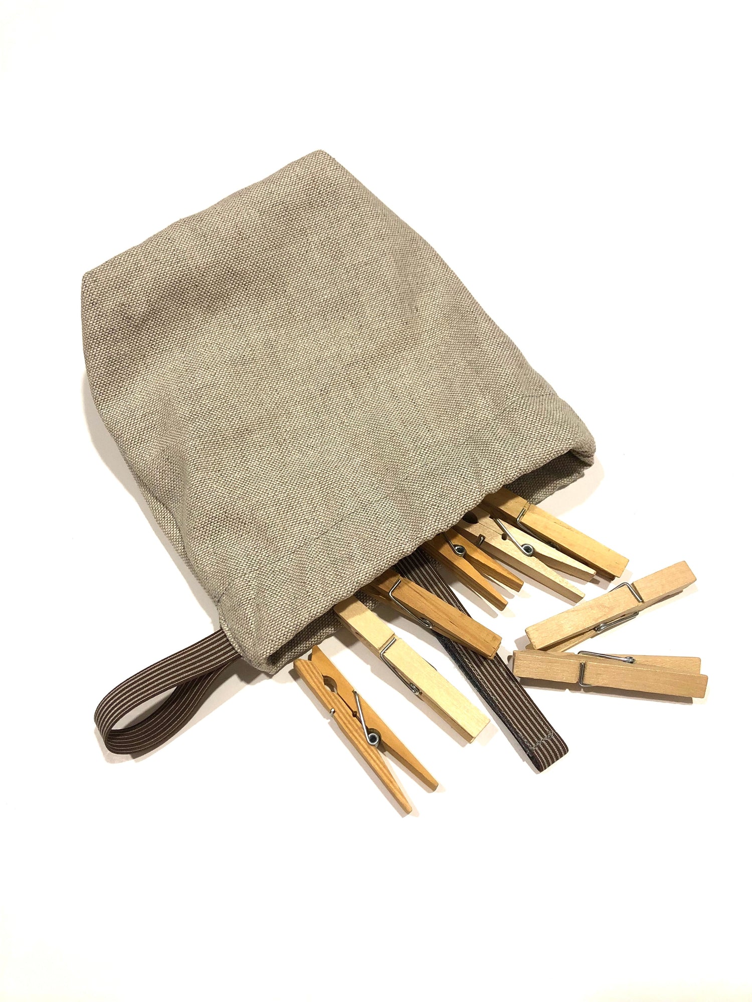 Natural Linen Storage Bag for Clothespins – Hanging Organizer with Hook