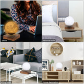 Floating moon lamp with 3D magnetic levitation and wireless LED light for home decor or gifting