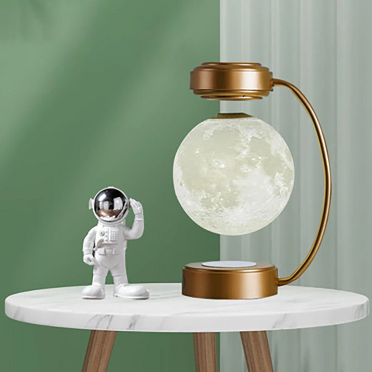 Magnetic levitation moon lamp floating with 3-color LED lights for modern decor or gift use
