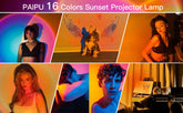 Sunset projection lamp with 16 RGB colors and remote control – perfect aesthetic lighting for bedrooms and parties