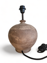 Handmade terracotta table lamp with rustic Portuguese clay finish, no lampshade