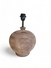 Handmade terracotta table lamp with rustic Portuguese clay finish, no lampshade