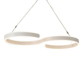 Modern LED ceiling light with swirl-shaped acrylic design and adjustable hanging wire, perfect for living rooms, dining rooms, or modern spaces