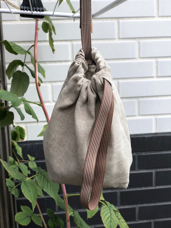 Natural Linen Storage Bag for Clothespins – Hanging Organizer with Hook