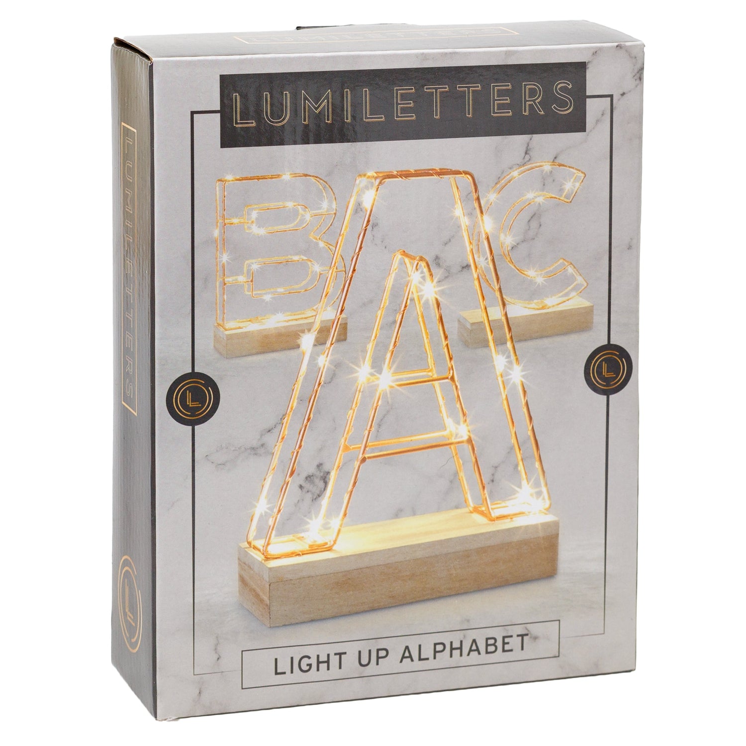 Light up letter H made from rose gold copper wire with LED lights and wooden base