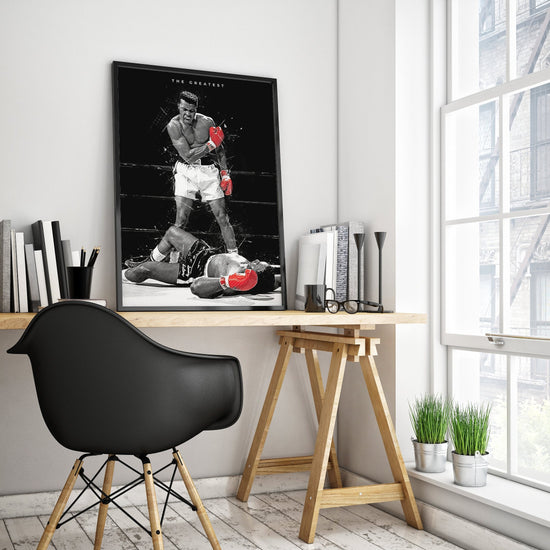 Muhammad Ali wall art poster in satin gloss finish, available in multiple sizes – iconic boxing photo print